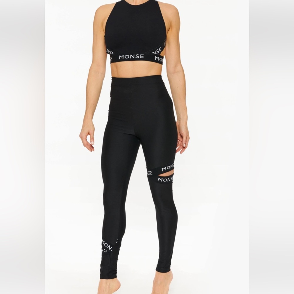 MONSE Black High-Waist Logo Leggings